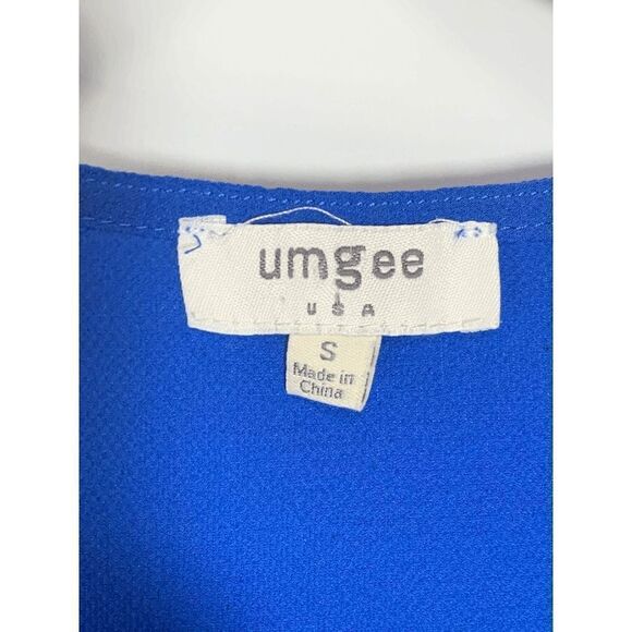 Umgee Women's Bohemian Layered Ruffle Sleeve Blouse Tunic Top Cobalt Blue Small - Picture 2 of 8